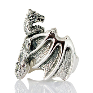 sterling silver dragon ring, dragon jewelry