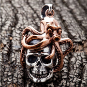Octopus Skull Sterling Silver Gothic Pendant
