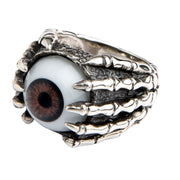 Sterling Silver Eye Eyeball Claw Gothic Ring