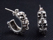 Silver Multi Skull Earrings-Bikerringshop