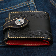 Turquoise Indian Leather Biker Wallet