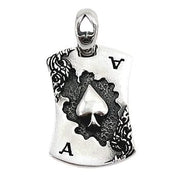 Ace Spade Card Sterling Silver Dog Tag Pendant