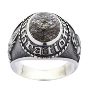 Sterling Silver Amulet Black Rutile Quartz Ring