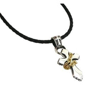 cross leather cord necklace