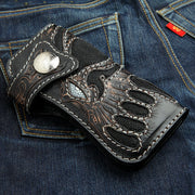 demon design stingray leather biker wallet