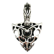 sterling silver onyx dragon flame shield pendant