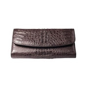 dark brown crocodile leather purse