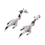 Sterling Silver Gothic Dragon Claw Earrings-Bikerringshop