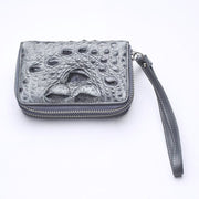 grey real crocodile skin small wallet