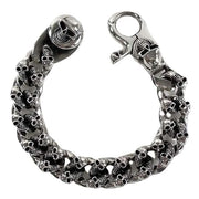 skull clasp silver men's bracelet