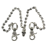 double clasp skull sterling silver wallet chain