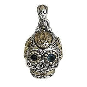 sugar skull brass silver pendant
