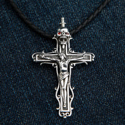 Sterling Silver Skull Cross Jesus Gothic Pendant