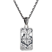 Wheel of Fortune Tarot Card Sterling Silver Necklace